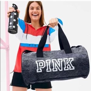 Pink duffel bag and water bottle!